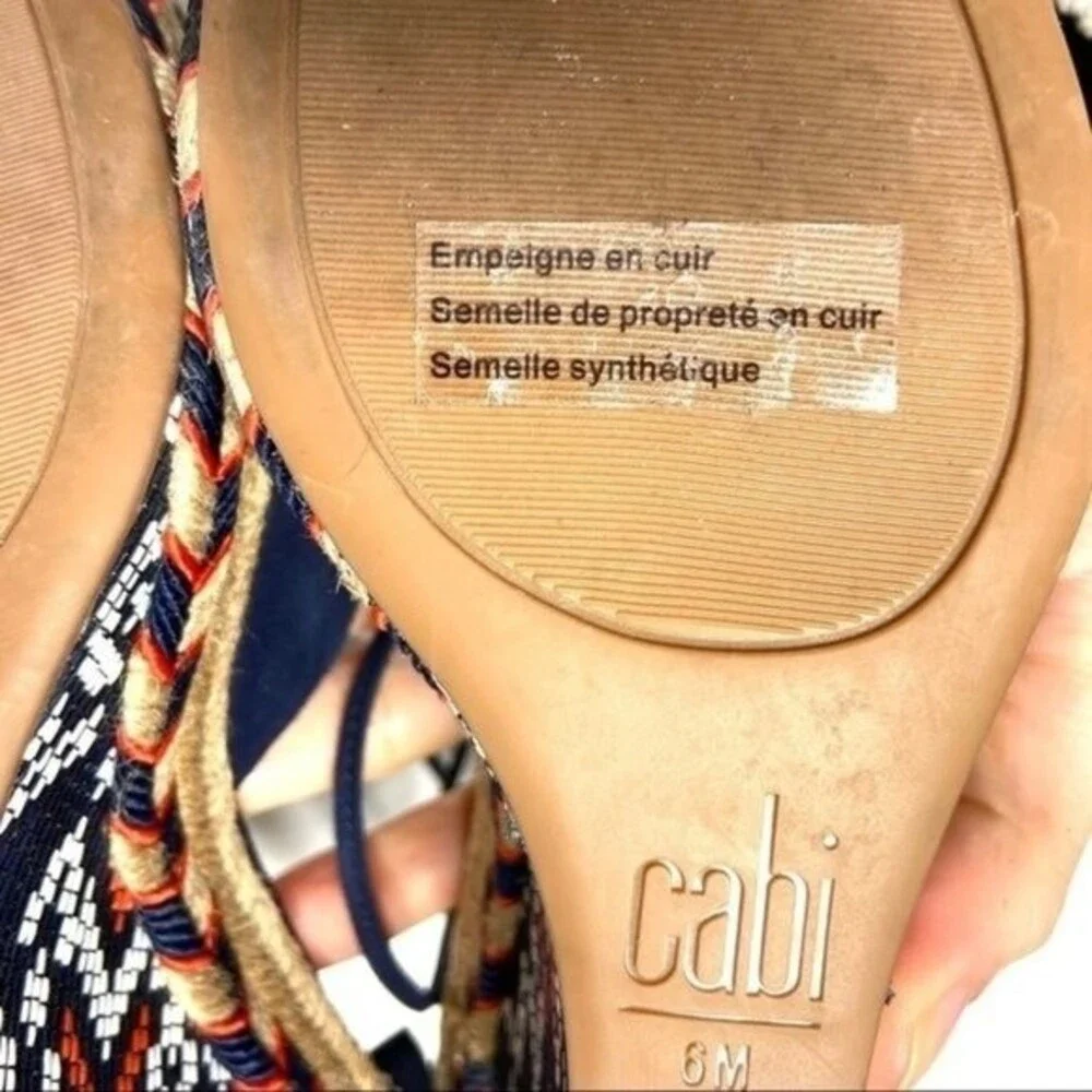 Cabi Isla Wedges Espadrille Sandal Blue Suede  6M